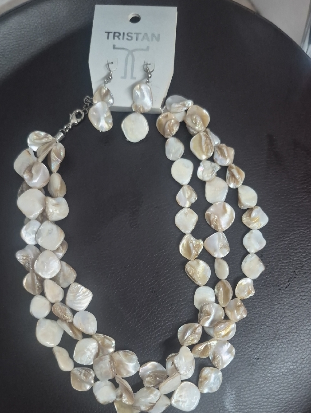 Tristan Iridescent Cream and White Multi-Strand Shell Necklace with Earrings